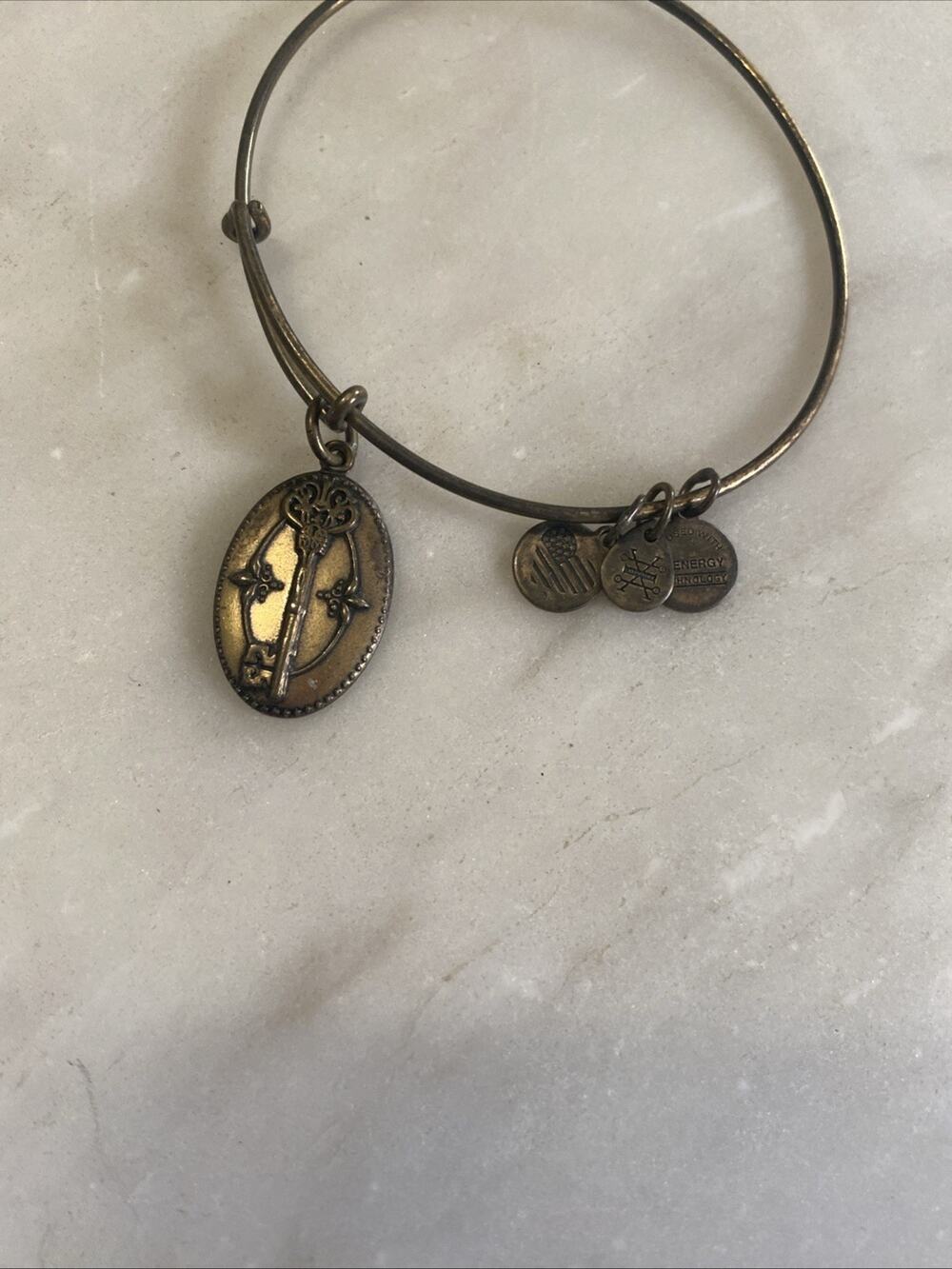 Alex And Ani gold Tone Key To Life Charm Bangle Bracelet